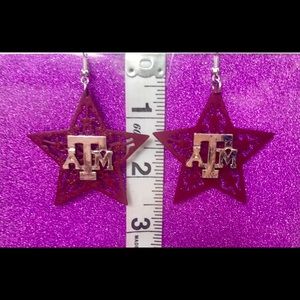 Maroon Star Silver Texas A&M Earrings